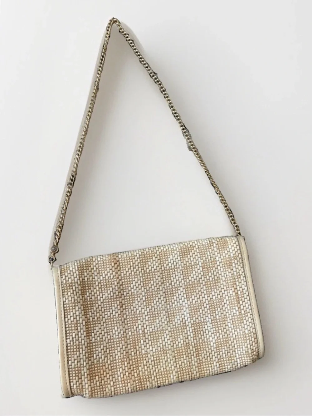 Mid-Century Vintage Made in Italy Woven Raffia Straw Shoulder Bag 70s